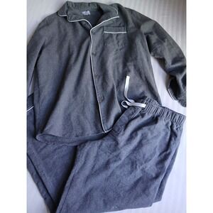 Petite Plume Pajamas Mens Large Cotton Flannel Two Piece Set Elastic Waist